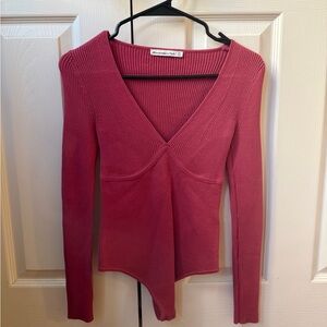 Long-sleeve V-neck sweater body suit